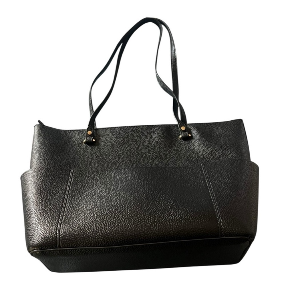 Anne Klein Black Pebbled Tote Bag - Picture 2 of 12